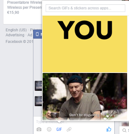 le gif animate dentro la chat di facebook da desktop